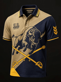 Men's Buffalo Soldiers Bull Print Polo Shirt