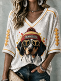 Women'S Football Print Waffle Top