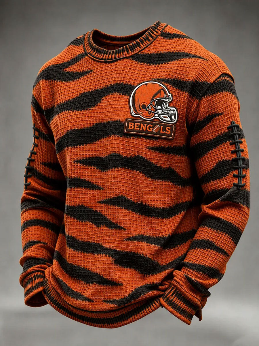 Men'S Football Printed Waffle Sweatshirt