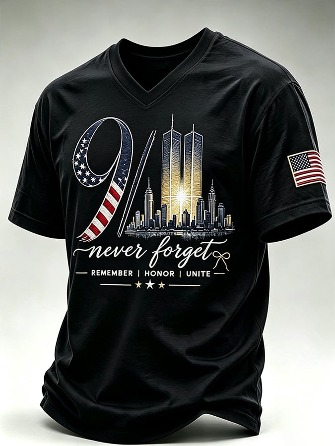 Men's 9.11 Never Forget Print Casual T-shirt