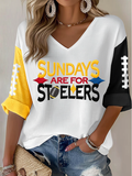 Women'S Football Print Waffle Top