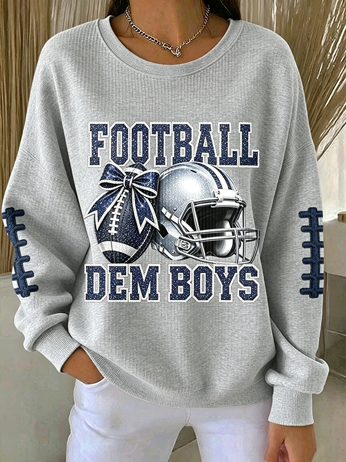 Women'S Football Print Casual Sweatshirt