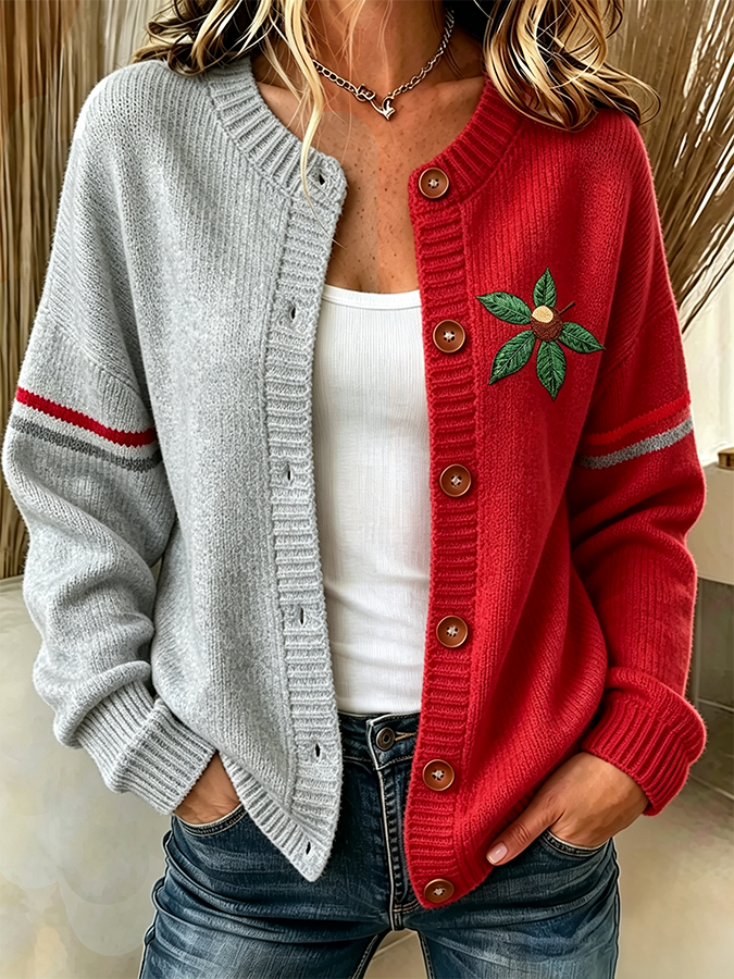 Women'S Casual Football Plant Knitted Cardigan Top