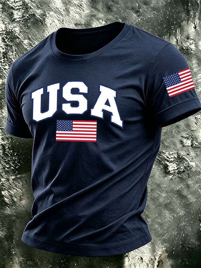 Men's The United States of America Printed Casual T-shirt