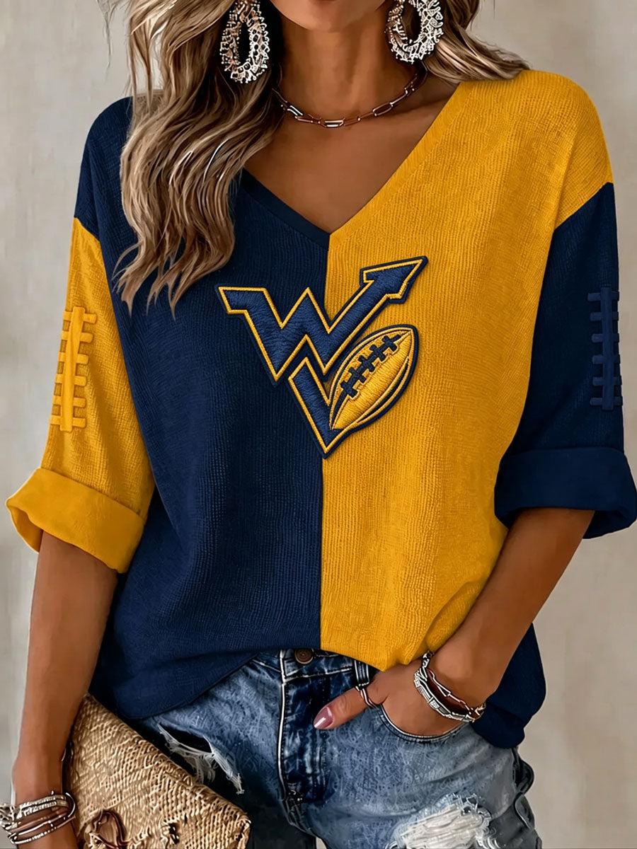 Women'S Football Print Waffle Top