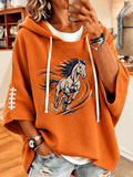 Women'S Vintage Football Print Hoodie