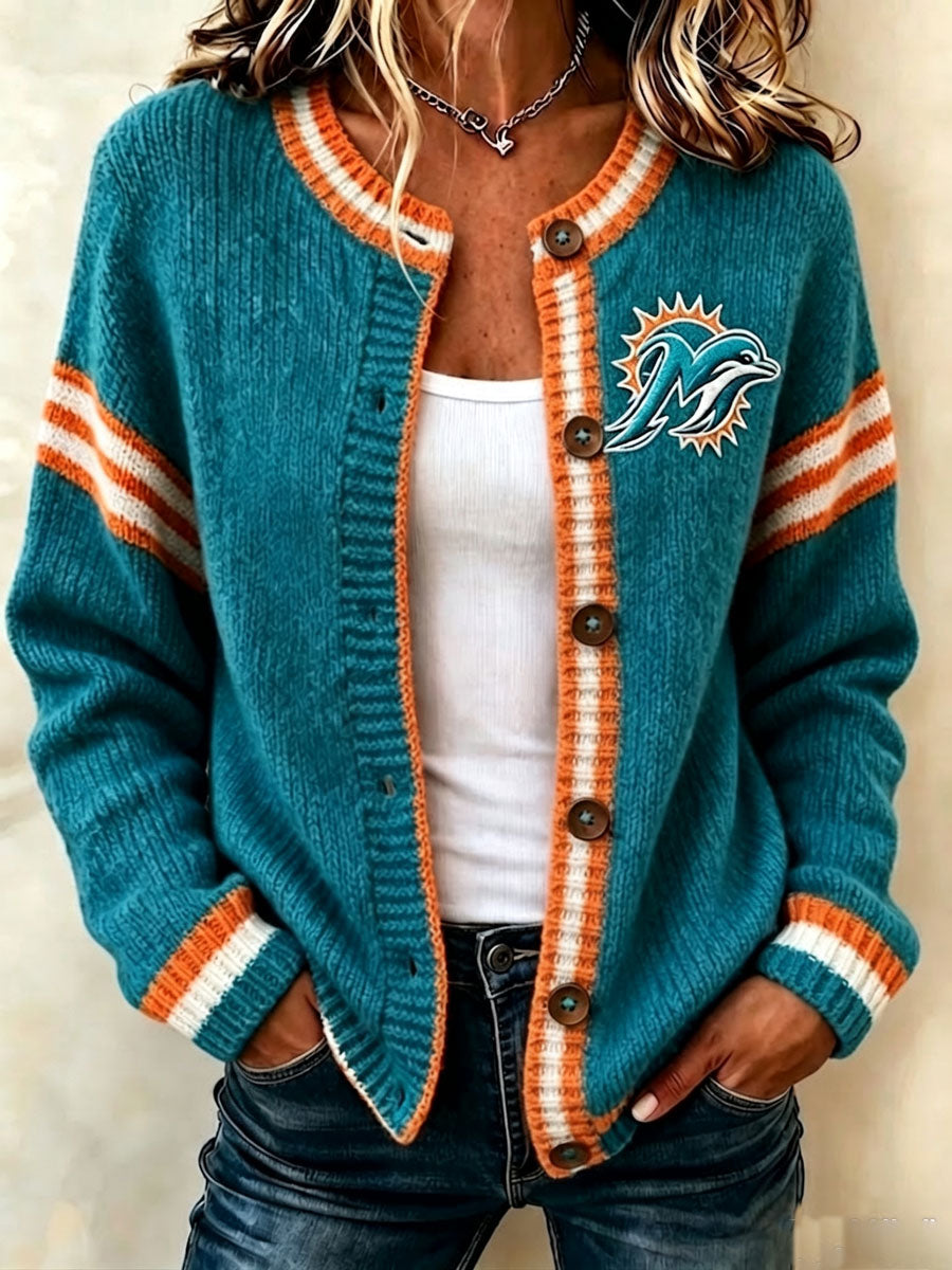 Women'S Casual Football Plant Knitted Cardigan Top