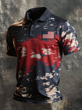 Men'S American flag Print Casual Polo Shirt