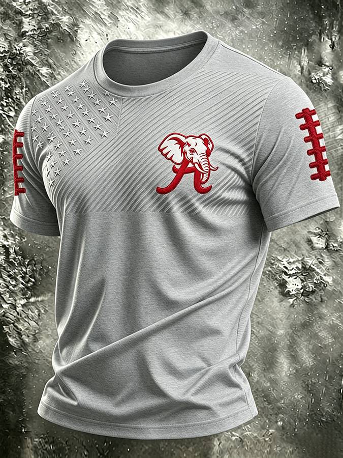 Men'S Rugby Printed Round Neck T-Shirt