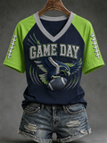 Women'S V-Neck Off Shoulder Short Sleeved T-Shirt