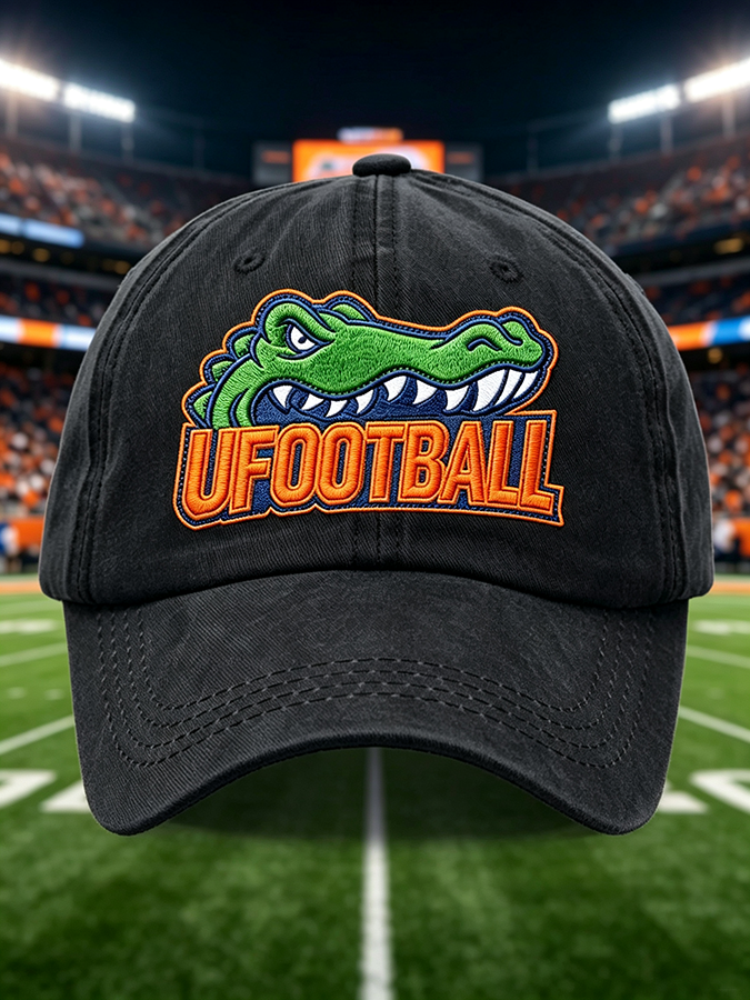 Unisex Football Print Washed Duckbill Cap