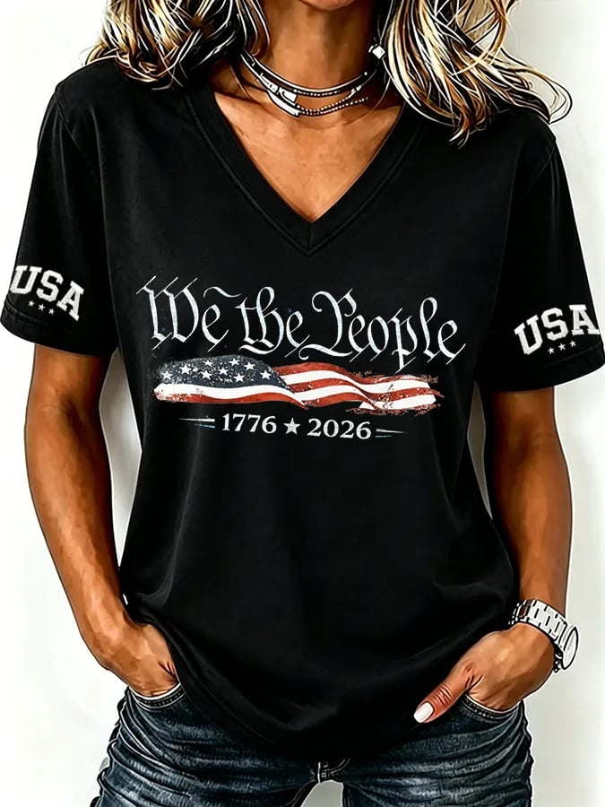Women's USA 250th Anniversary Print Casual T-shirt