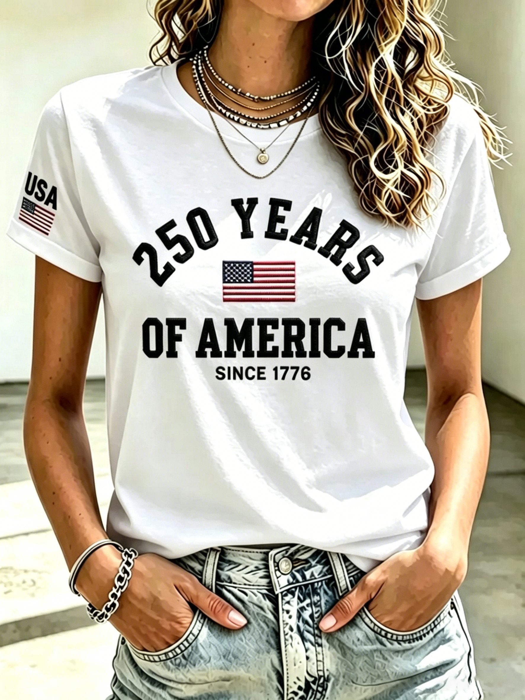 Women's 250th Anniversary of the United States Printed T-shirt