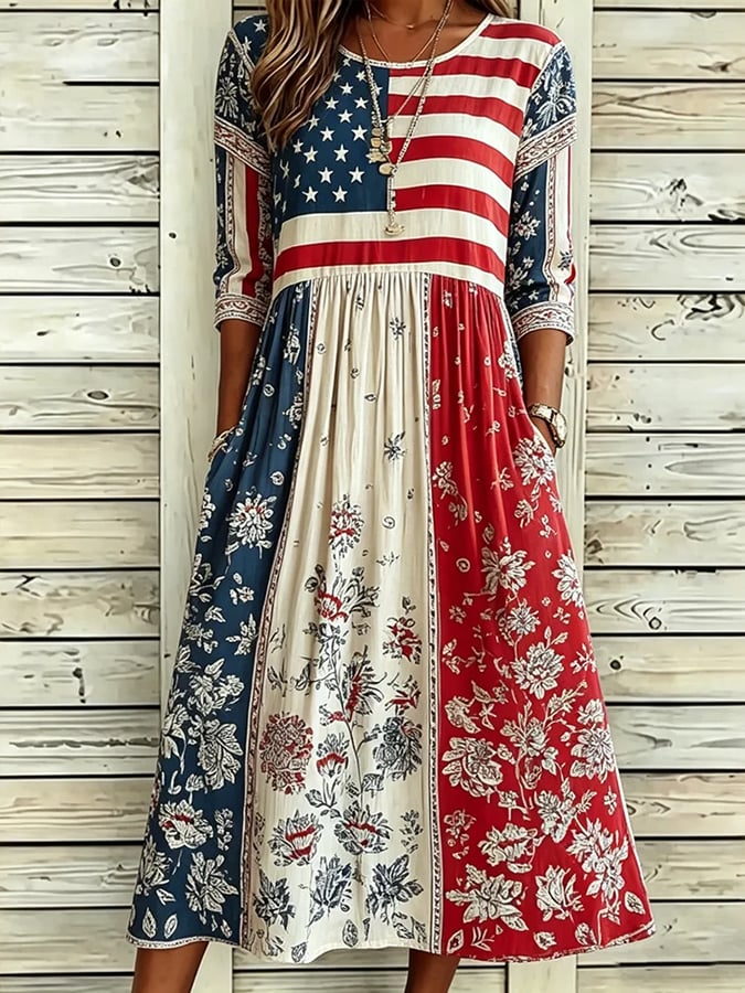 Women's Vintage 250th Anniversary Floral Art Print Dress