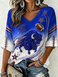 Women'S Football Print Waffle  Top