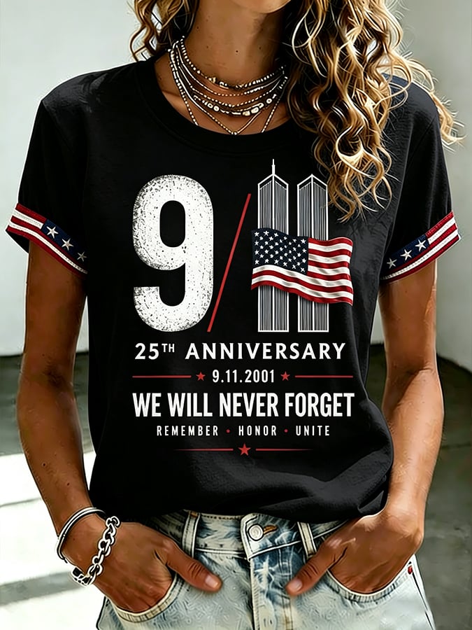 Women's  Retro  9.11 Never Forget Print T-shirt