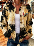 Women'S Football Printed Knitted Cardigan
