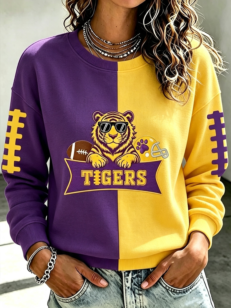 Women's Rugby Printed Round Neck T-shirt