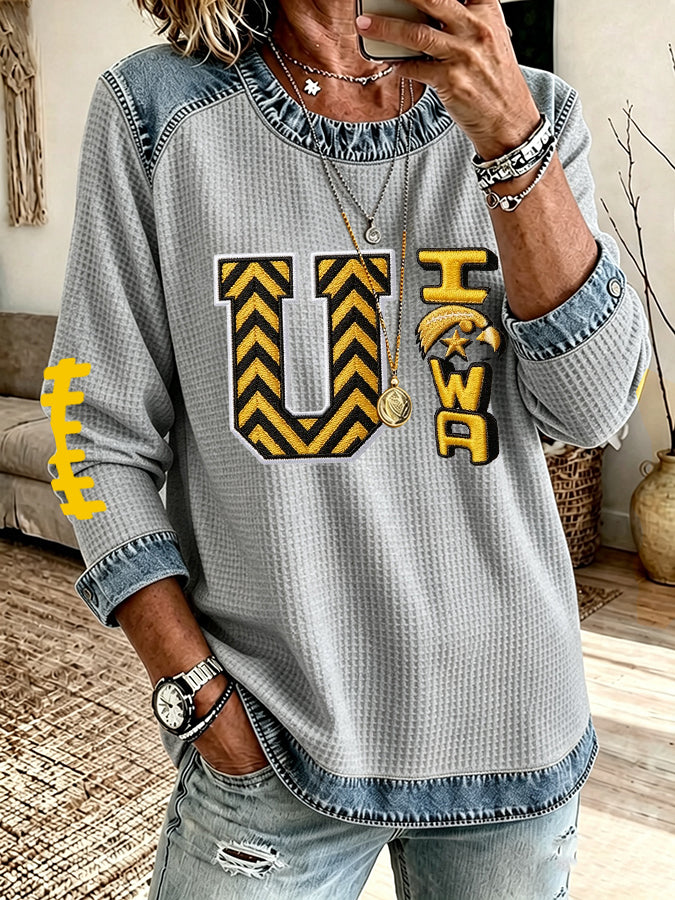 Women'S Football Printed Casual Long Sleeve Top