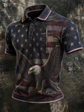 Men'S American Flag Print Casual Polo Shirt