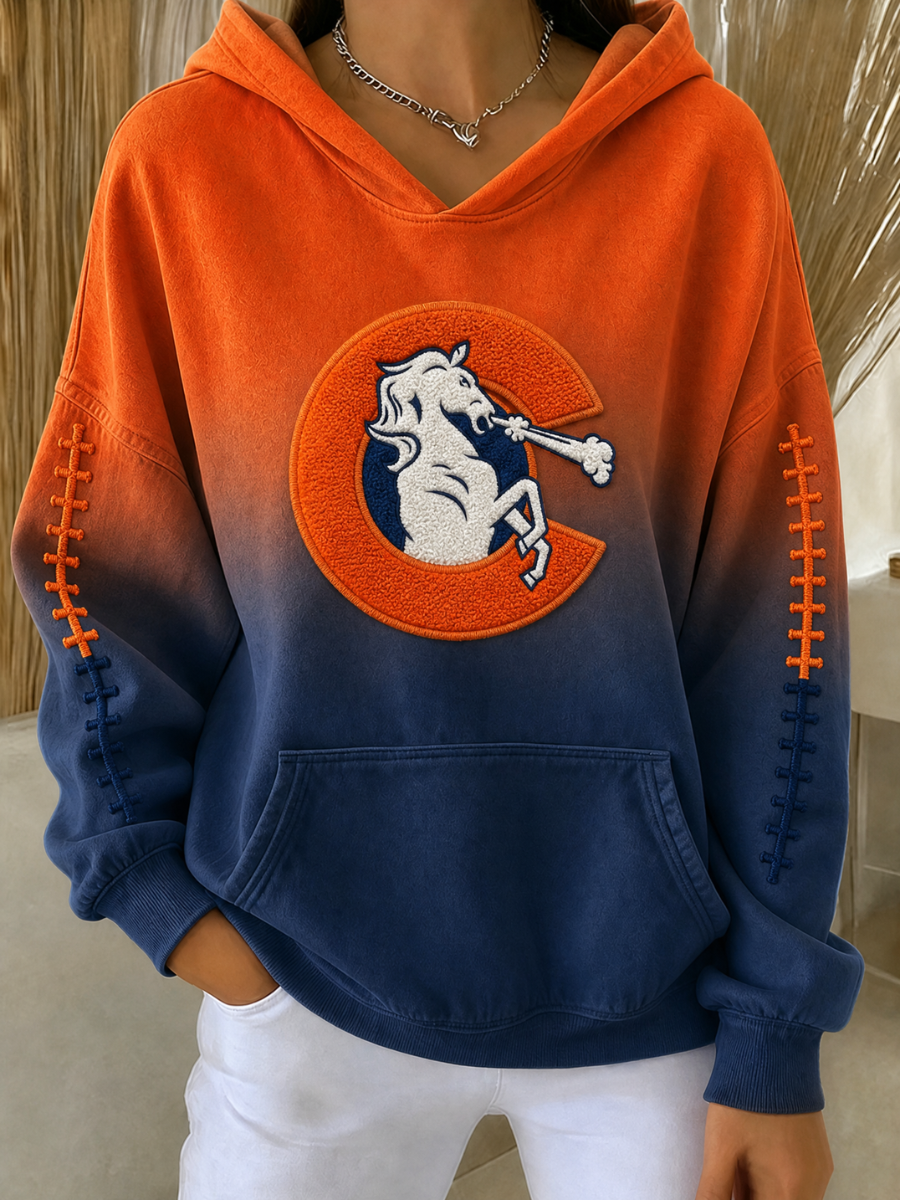 Women's Football Fan Printed Vintage Hoodie