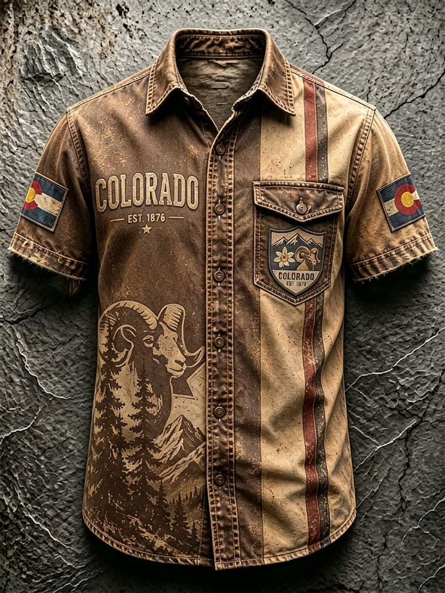 Men'S Colorado Strong Vintage Rocky Mountains Shirt