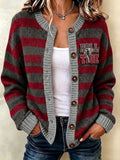 Women's Football Fans Printed Knitted Cardigan Top