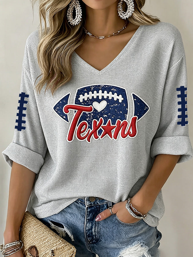 Women'S Football Print Waffle Top