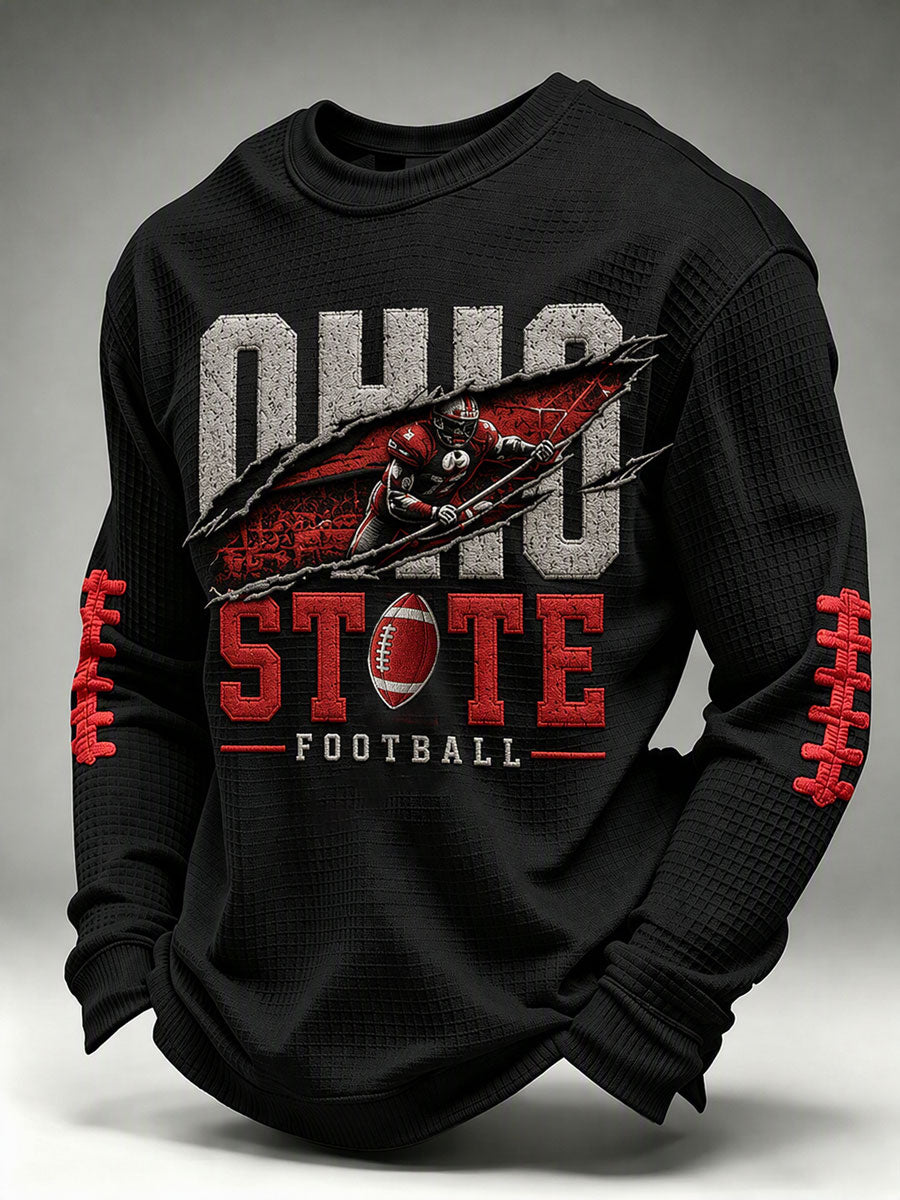 Men'S Football Game Printed Waffle Sweatshirt