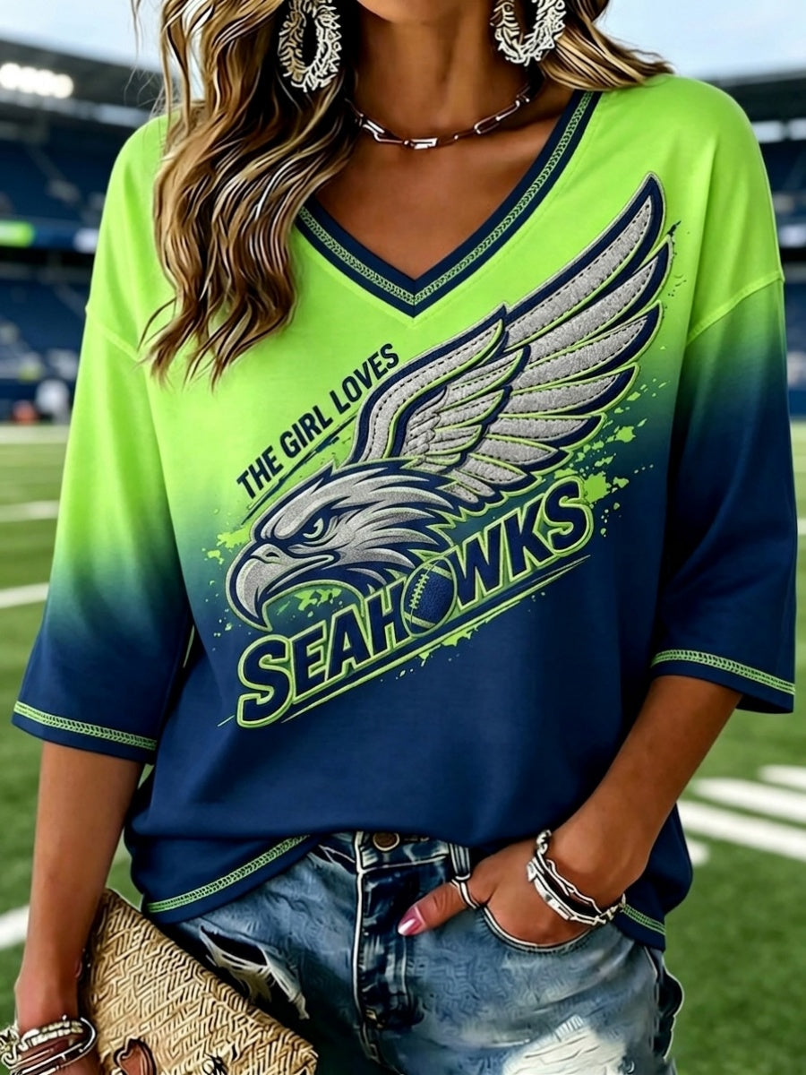 Women's Football Game Print Casual Top