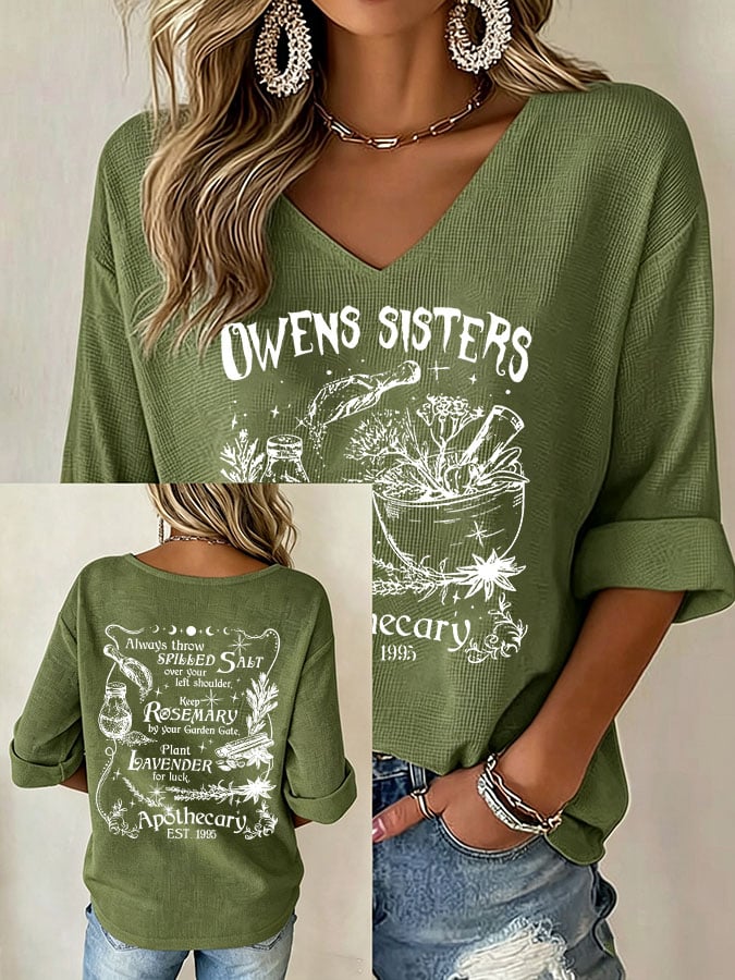 Women's Always Throw Spilled Salt Over Your Left Shoulder Print V Neck Top