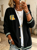 Women'S Football Print Cardigan
