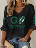 Women'S Football  Print Waffle  Top