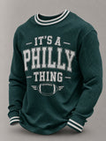 Men's Eagles Football Fan Round Neck Waffle Hoodie