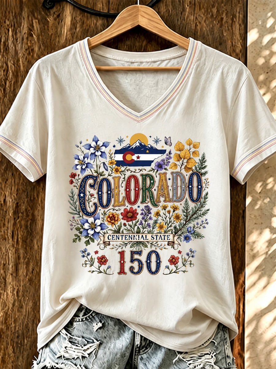 Women's Colorado 150years Anniversary Casual T-shirt