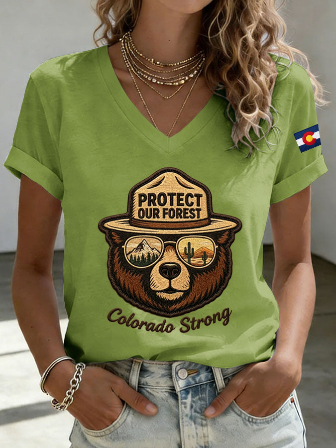 Women'S Colorado Strong Printed V-Neck T-Shirt