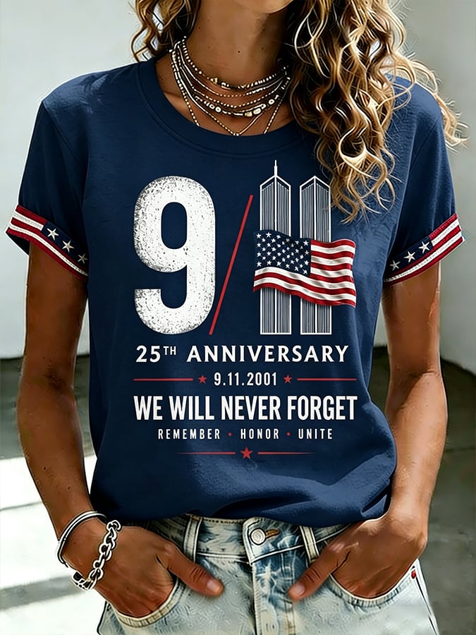 Women's  Retro  9.11 Never Forget Print T-shirt