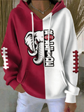 Women'S College Rugby Printed Hooded Sweatshirt
