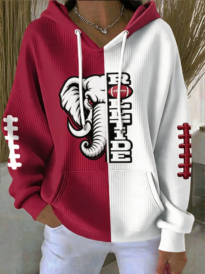 Women'S College Rugby Printed Hooded Sweatshirt