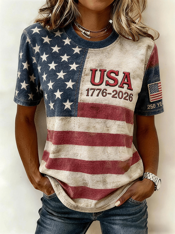 Women's 250th Anniversary Art Retro Short-Sleeve T-Shirt
