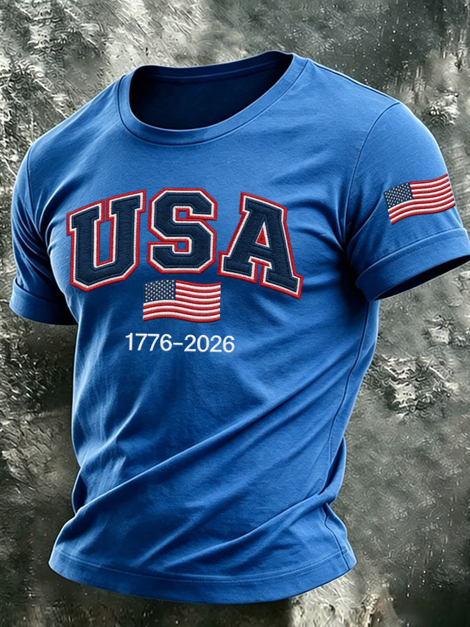 Men's USA 1776-2026 Printed Casual T-shirt