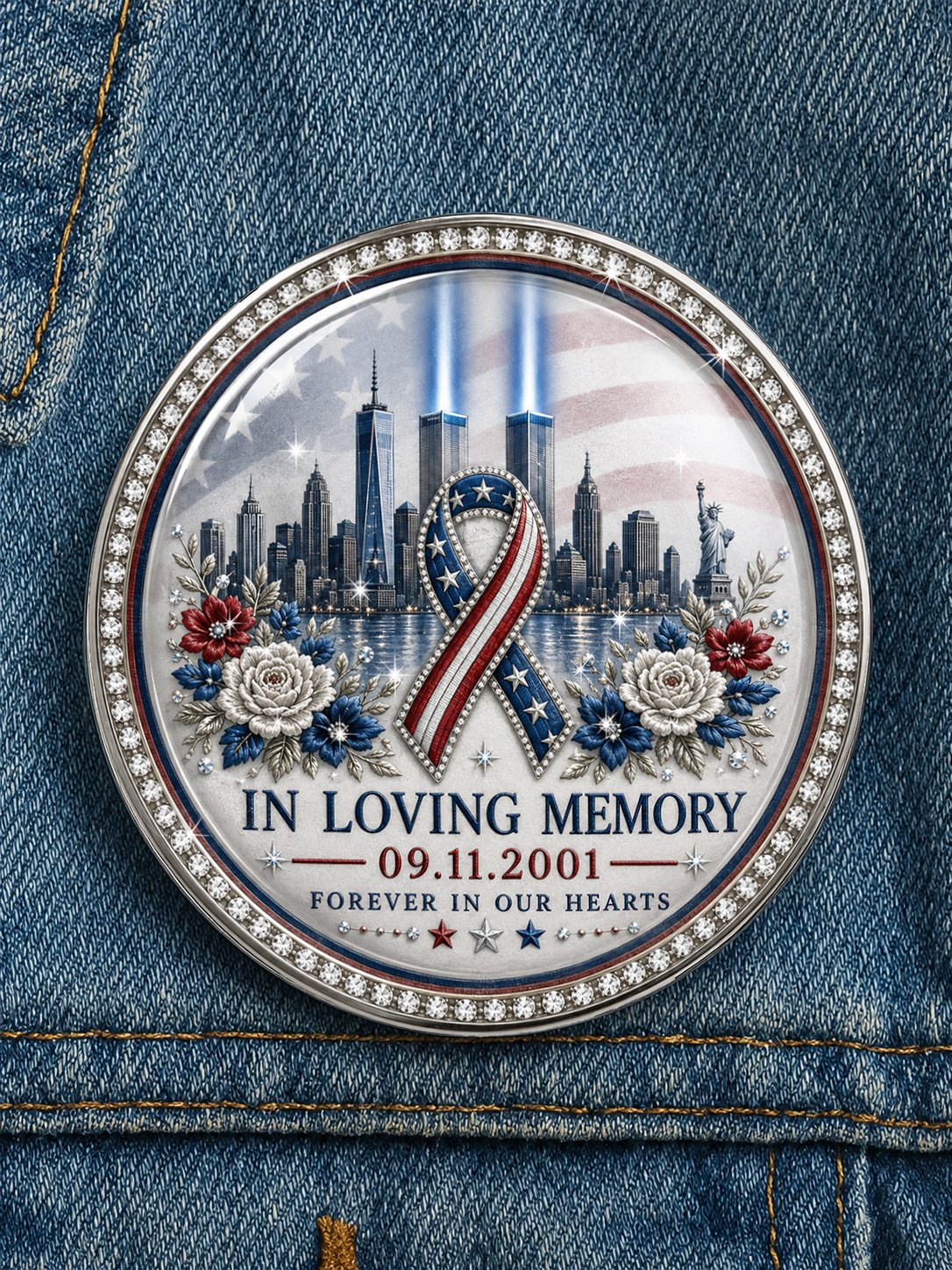 9/11 Memorial Printed Brooch