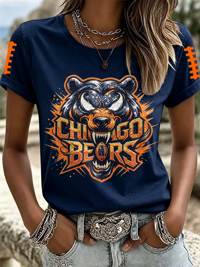 Women'S Retro Football Printed T-Shirt