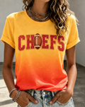 Women's Football Color Block Casual Sports T-shirt