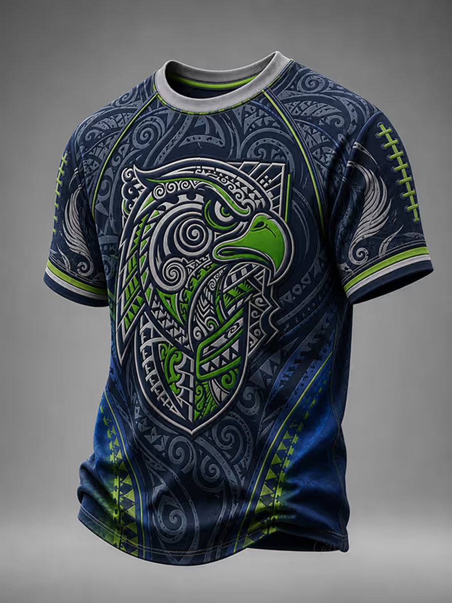 Men'S Casual Rugby-Print T-Shirt