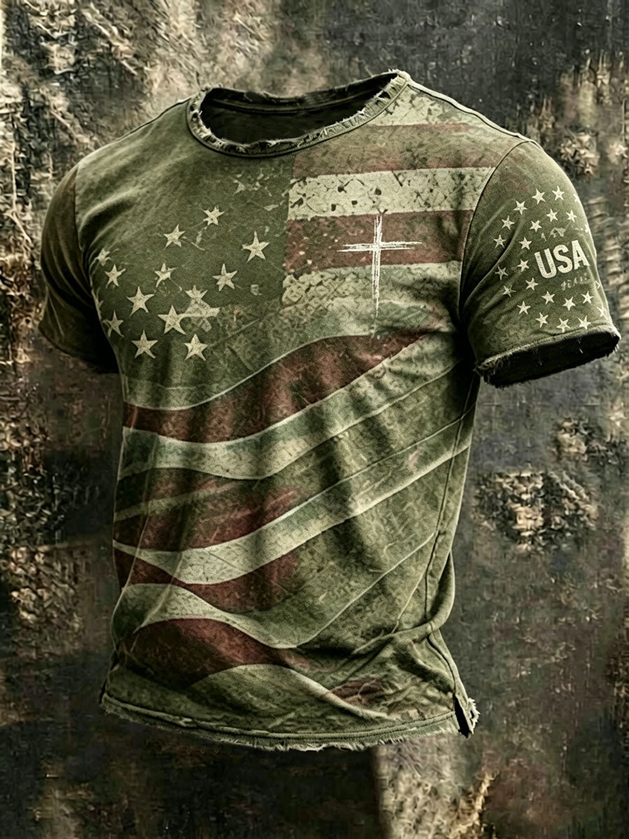Men'S Retro 250Th Anniversary American Faith Short-Sleeve T-Shirt