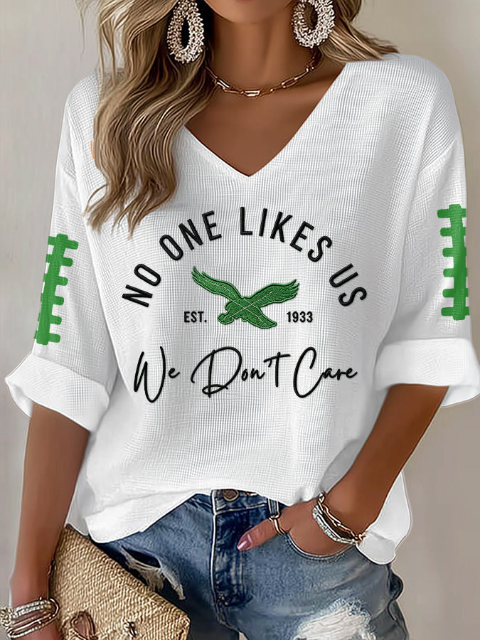 Women'S Football  Print Waffle  Top