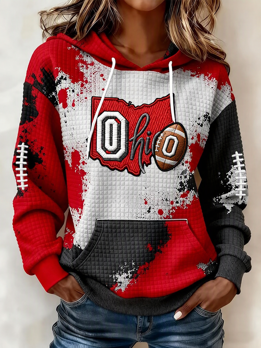 Women's Football Fan Printed Vintage Hoodie