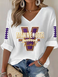 Women'S Football Print Waffle  Top