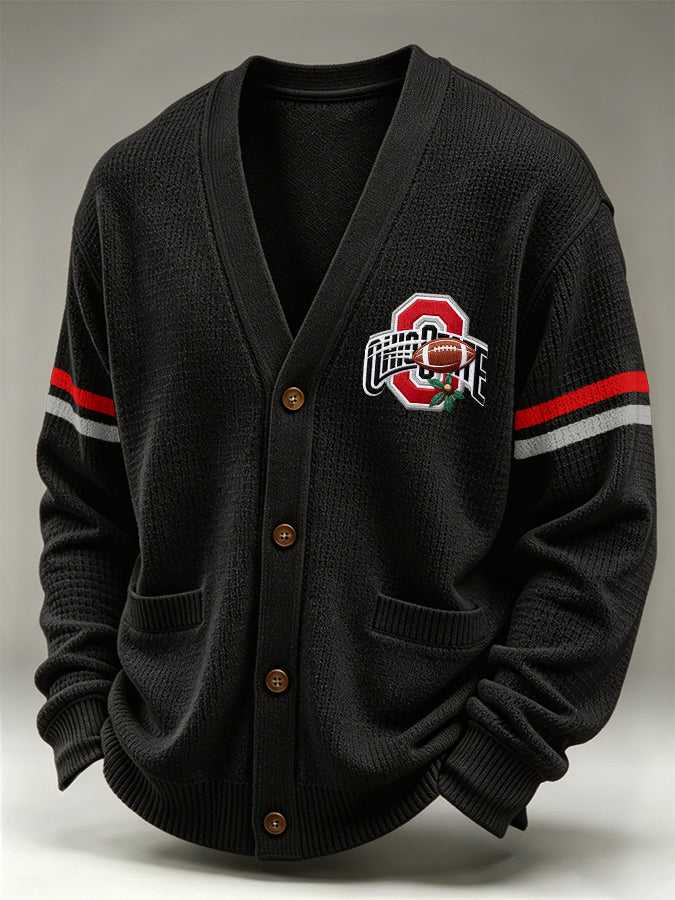 Men'S Casual Football Printed Cardigan
